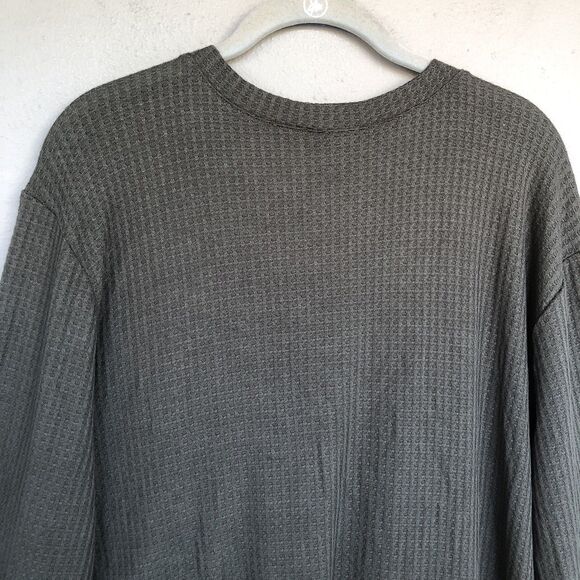 Torrid 1X Plus Size Top Waffle Lace Up VNeck Olive Green Long Sleeve Casual Cozy - Picture 9 of 11